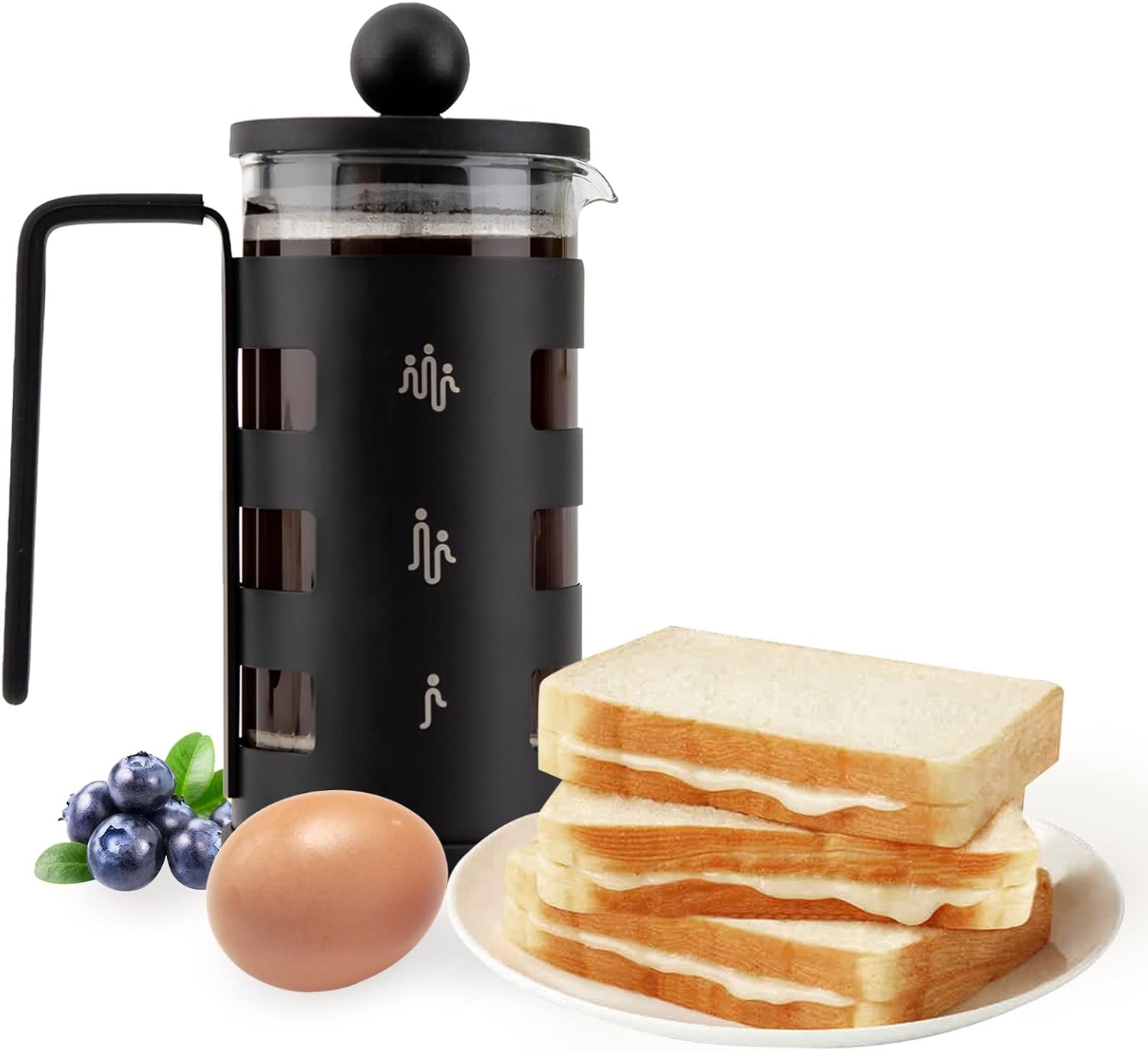 Coffee Maker Stainless Steel Coffee Presses 12oz/3 cup Black with 4 Level Filtration System Borosilicate Glass (Color : A)
