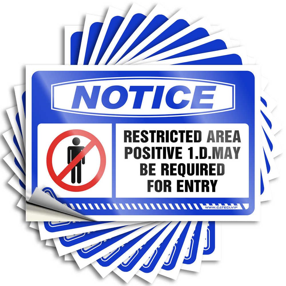 Notice Restricted Area Positive I.d. Cocoa Inside DIY | Optical Illusion Saying Door Removable Vinyl Sticker Decal(6X9CM)