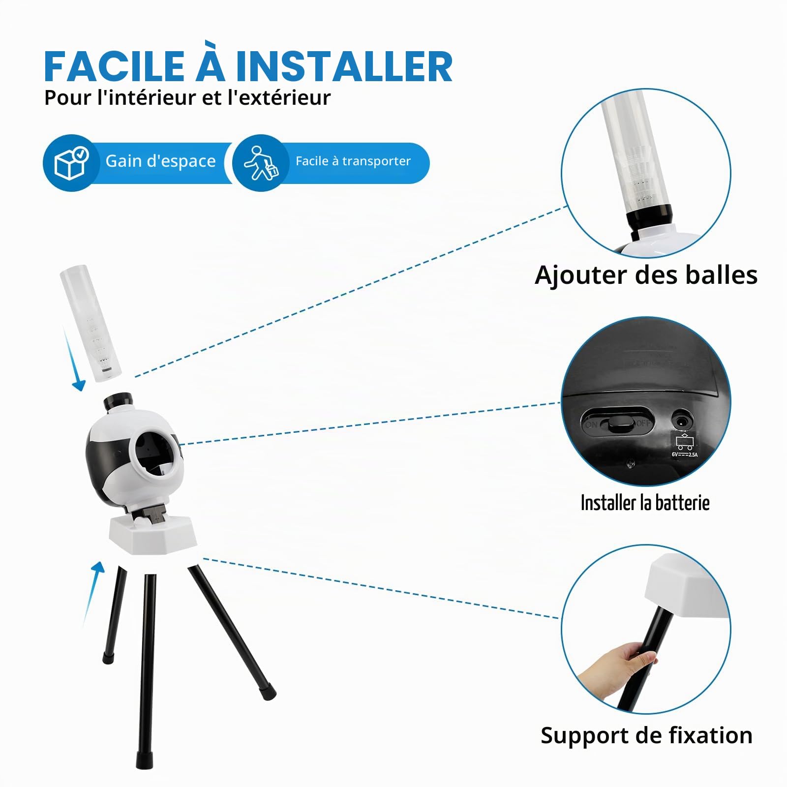 JAOGAUS Machine de Service de Badminton, Machines D'entraînement de Badminton | Lanceur Portable avec 12 Balles, Adapté aux Compétitions D'entraînement en Intérieur et en Extérieur
