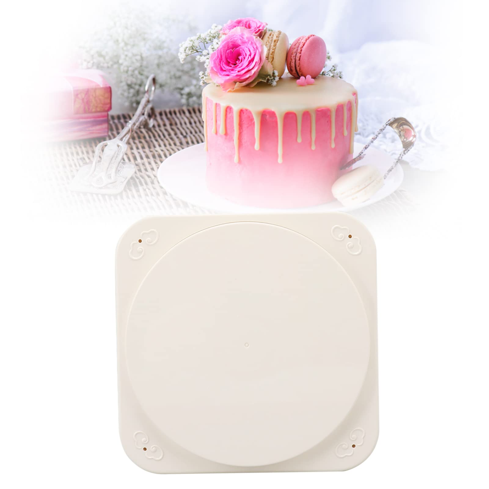 Présentoir à Gâteau Rotatif, Plateau Tournant Automatique électrique de 8 Pouces avec Musique et Plateaux à Piles Servant à Gâteau Assiette Dessert Table D'affichage pour Mariage (avec musique)