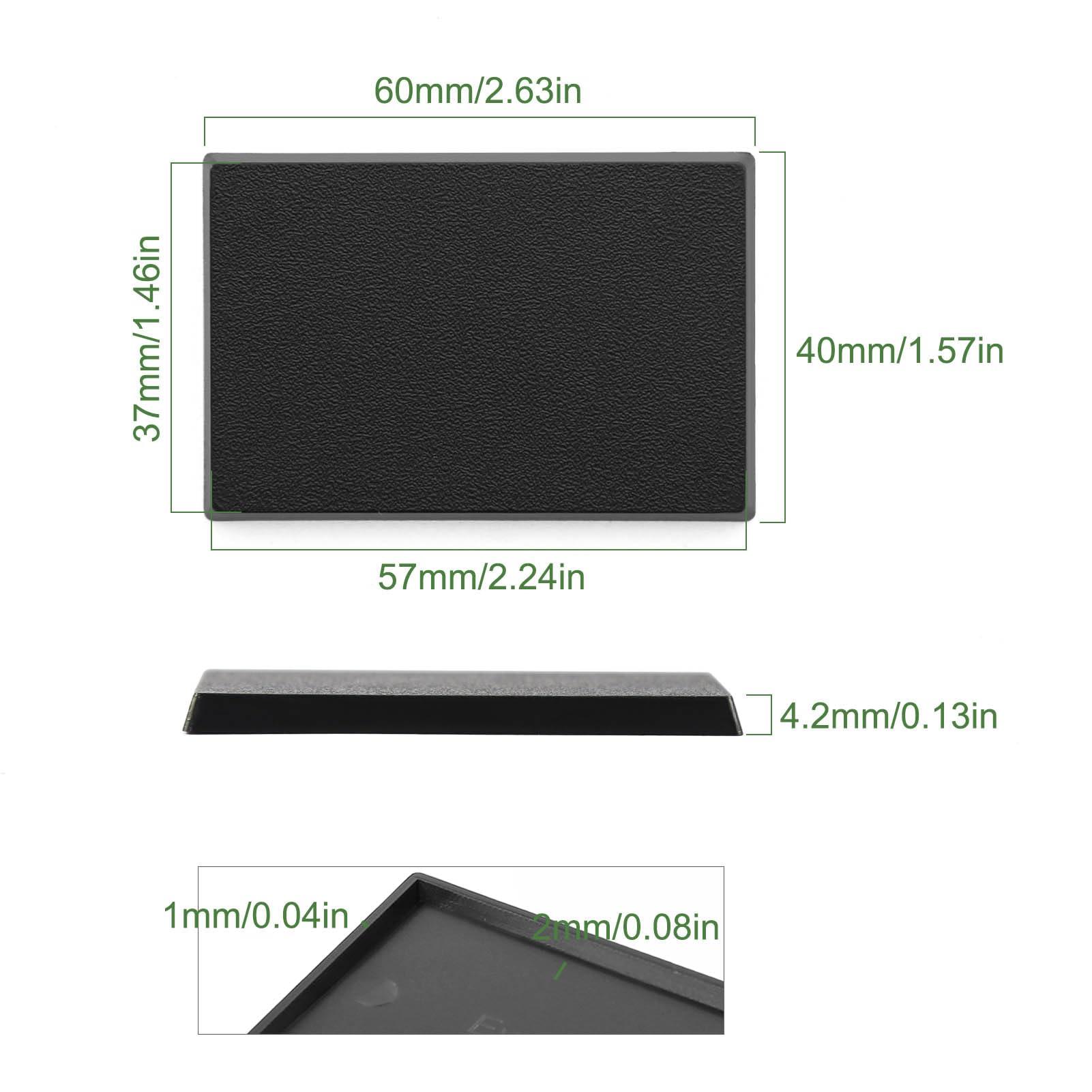 MB2550 25mmX50mm 20pcs bases rectangulaires en plastique noir pour jeu de table