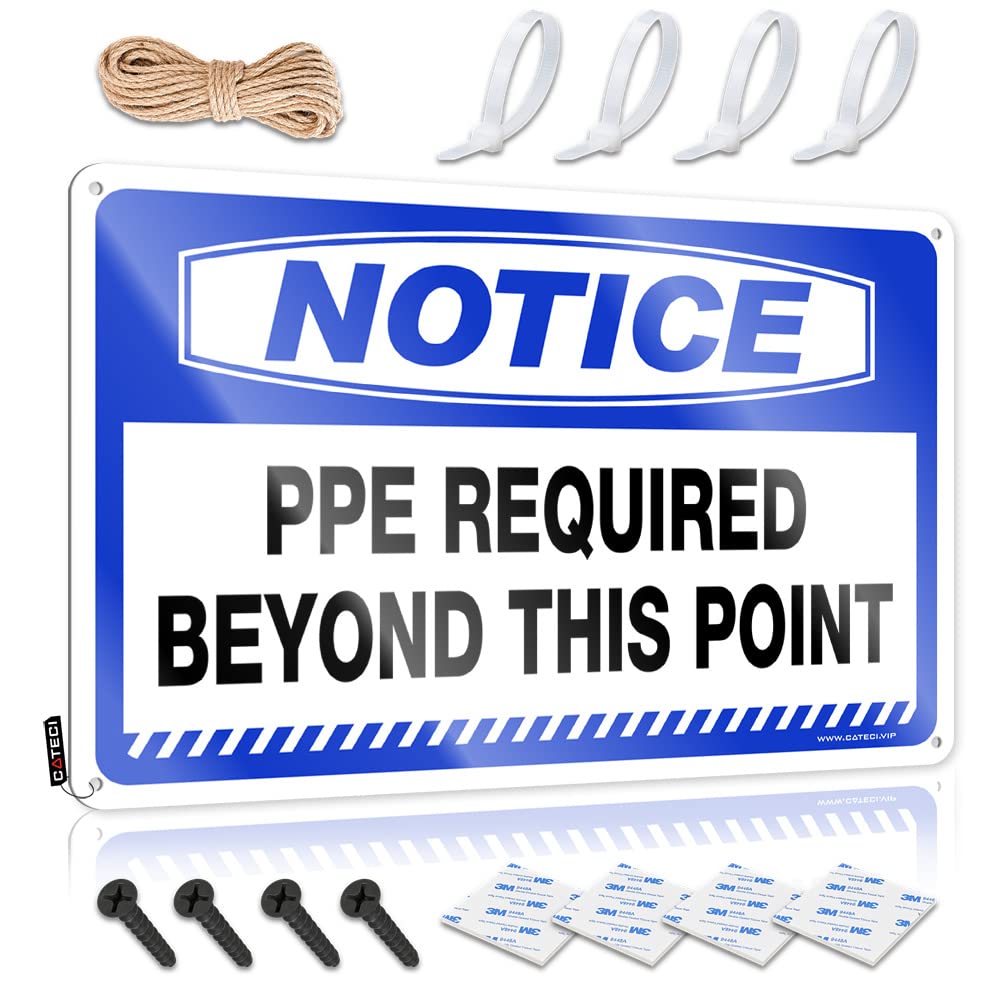 STWNVOITV Garage Tin Sign Notice Ppe Required Beyond This Point Tin Sign Bar Wall Decor Funny Poster Sign(30X40CM)