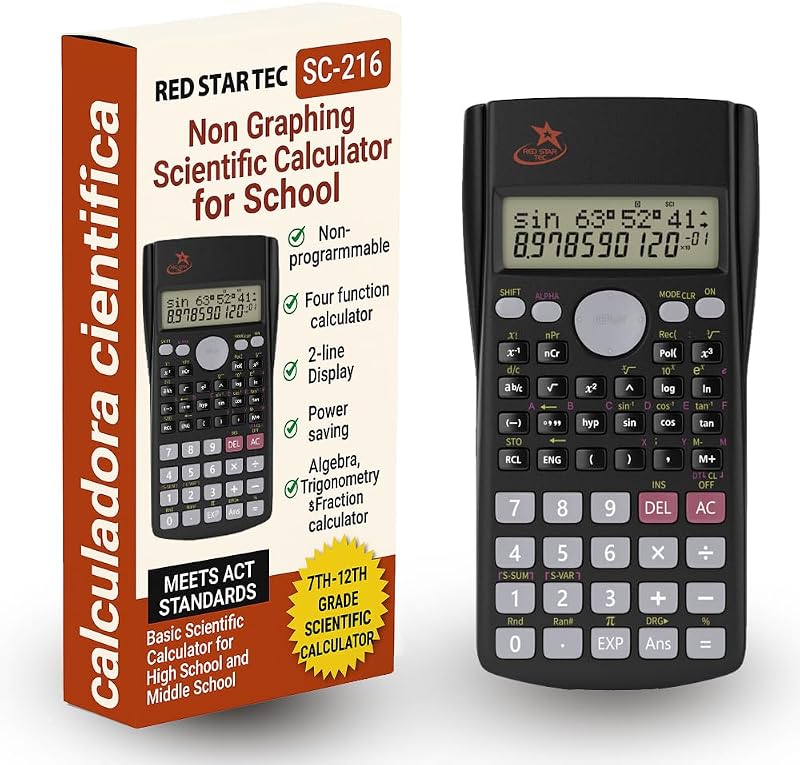 SC-216 Non-Graphing Scientific Calculator, Middle/High School, Fraction Key | Non Programmable