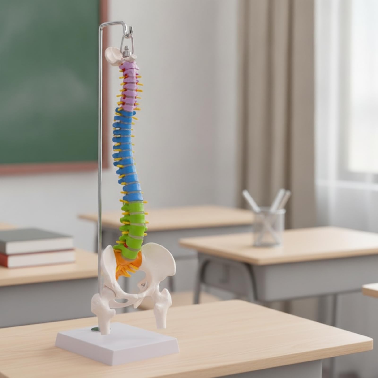 Modello di Colonna Vertebrale Umana | Sezioni Cervicale Toracica Lombare, Modello di Colonna Vertebrale con Base Esposizione, Colorato, per Cliniche, Stile A