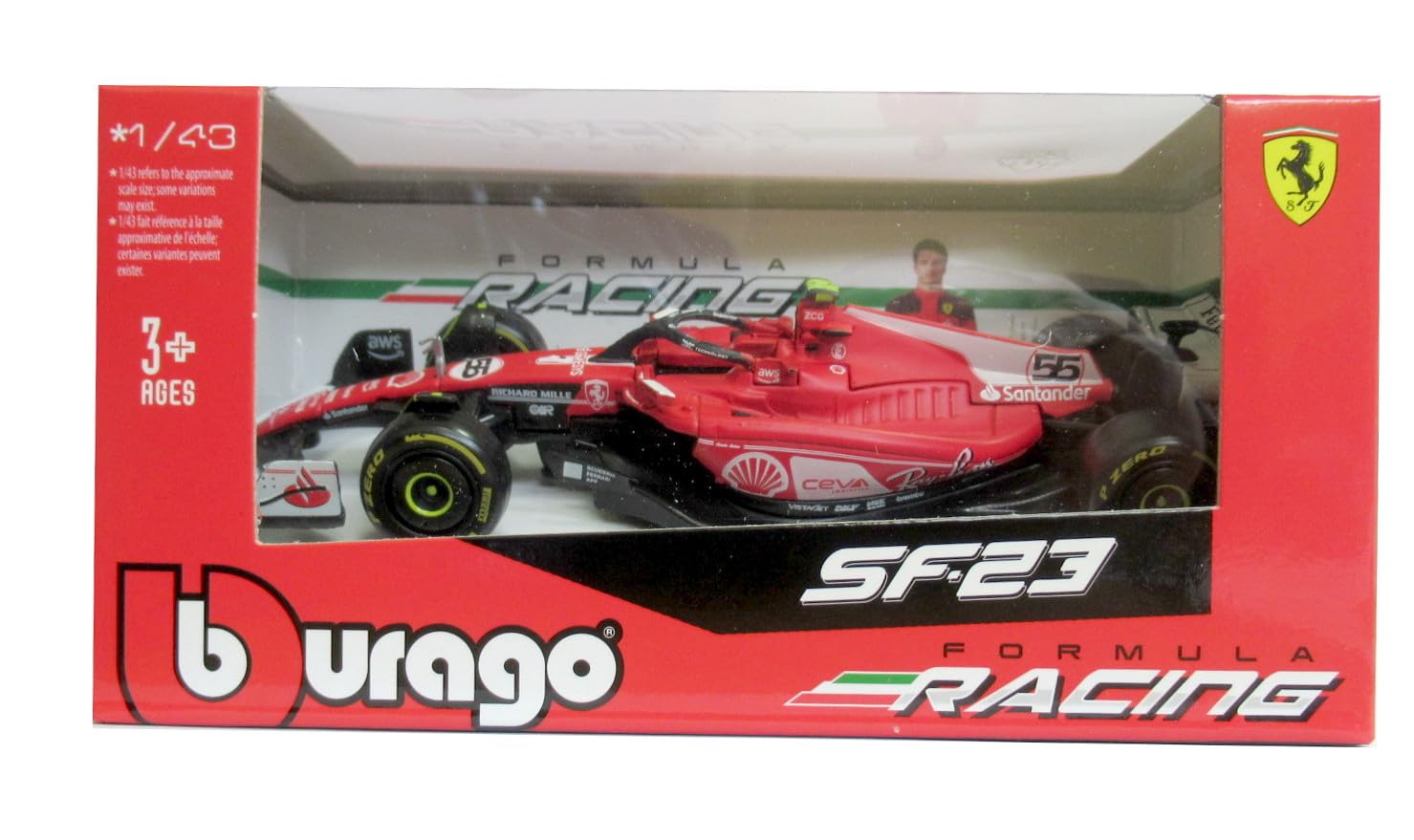 Ferrari SF-23 GP Las Vegas Carlos Sainz Nr 55 Season 2023 Formula 1 F1 - 1/43 Scale Model Car DieCast BBurago 36836 - Image 2