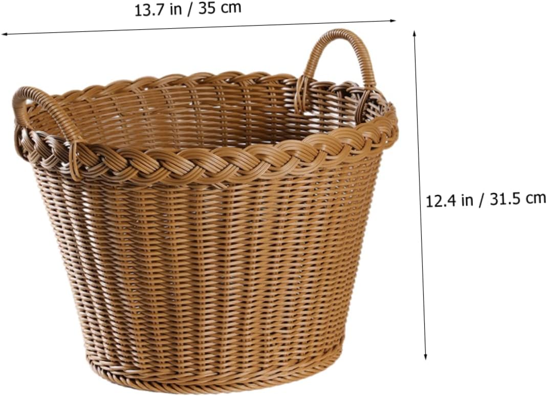 Simulated Rattan Woven Laundry Basket with Handle Lightweight Portable Clothes Hamper for Dirty Clothes Storage Japanese Style Multipurpose Laundry Hamper with Fine Texture and