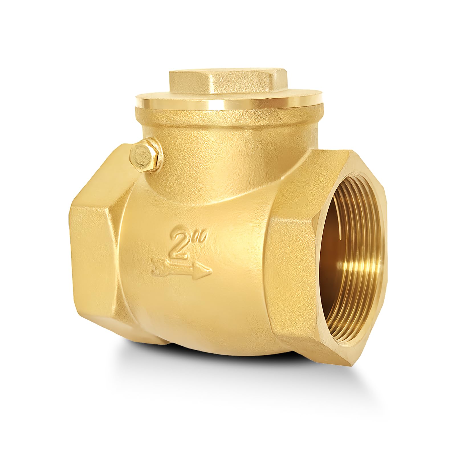 2" NPT Horizontal Check Valve, Brass Non Return Swing Check Valve to Prevent Water Backflow, Level One Way Counterflow Valve to Prevent the Medium Backflow for Oil Water Gas Air(2", DN50)