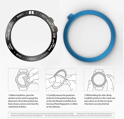 Miniatura 7 de Abanen Para Fenix 5XFenix 5X Plus Bisel de reloj, cubierta adhesiva pulida de acero inoxidable antiarañazos, anillo de cubierta protectora para