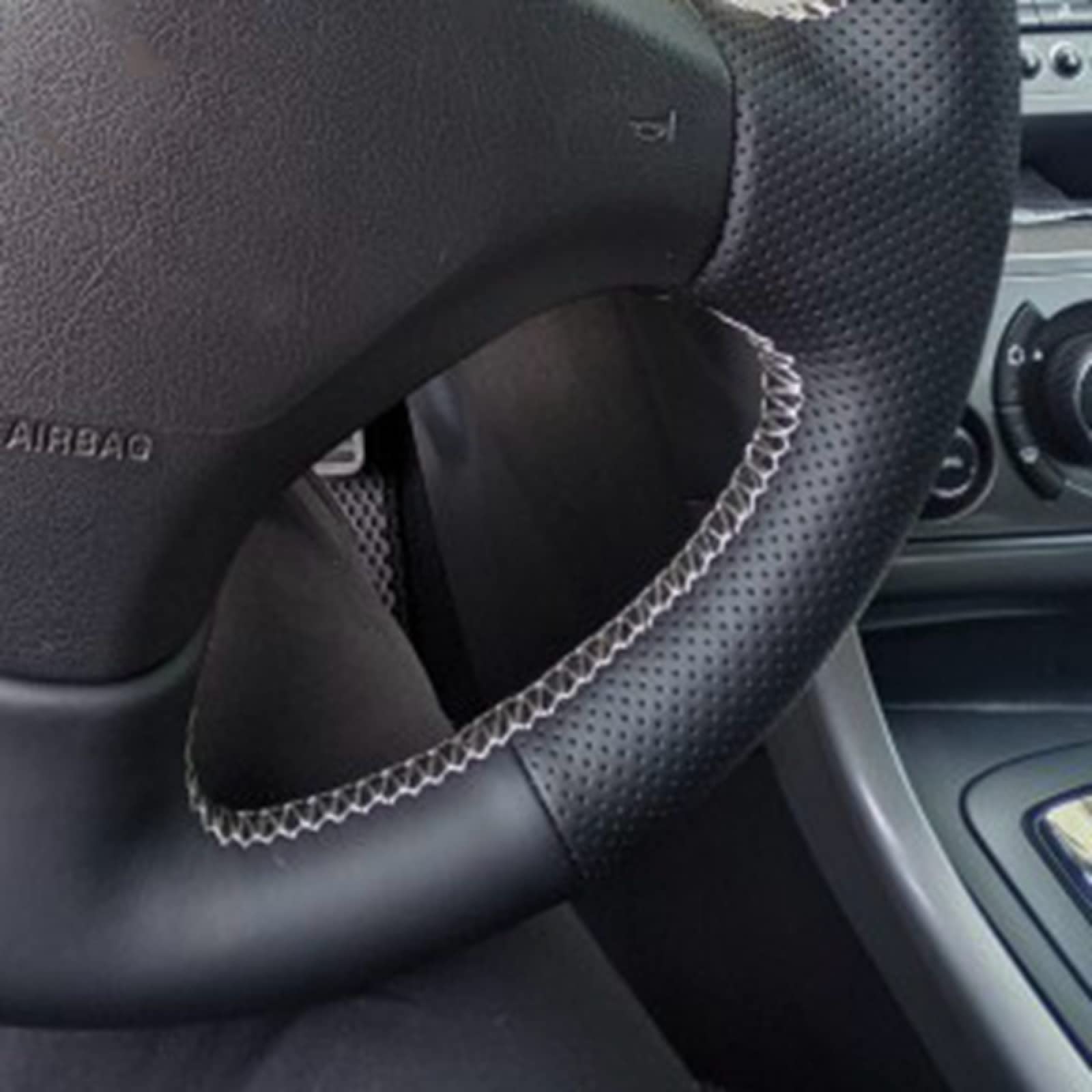 ChrySm Cubierta De Volante De Cuero Para Peugeot 207 2006-2014