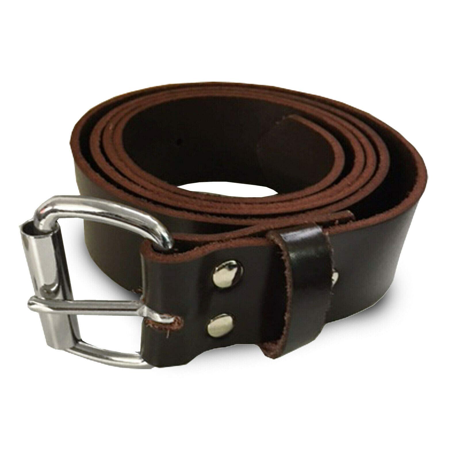 PHP leather belts for men with embossed leather for casual and formal use gents genuine leather belt (Brown Roller 1.5, XXX LARGE= (46" TO 48" WAIST))