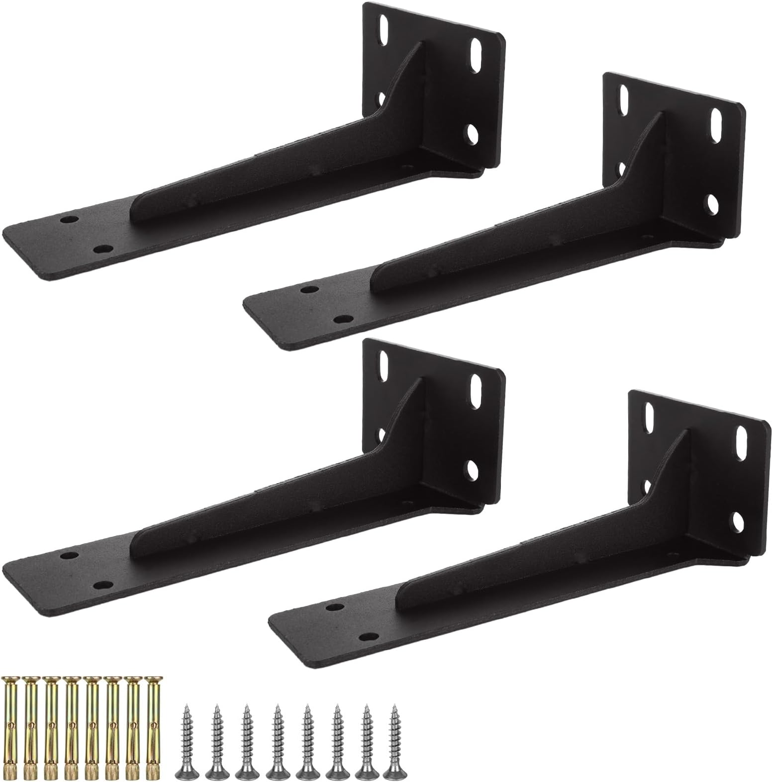 CertBuy 4 Pack Heavy Duty Shelf Brackets 8 Inch, 3mm Thick Floating Hidden Shelf Brackets, Steel Shelves Brackets, Hidden Invisible L Brackets for Shelves Support DIY & Wall Shelves Storage