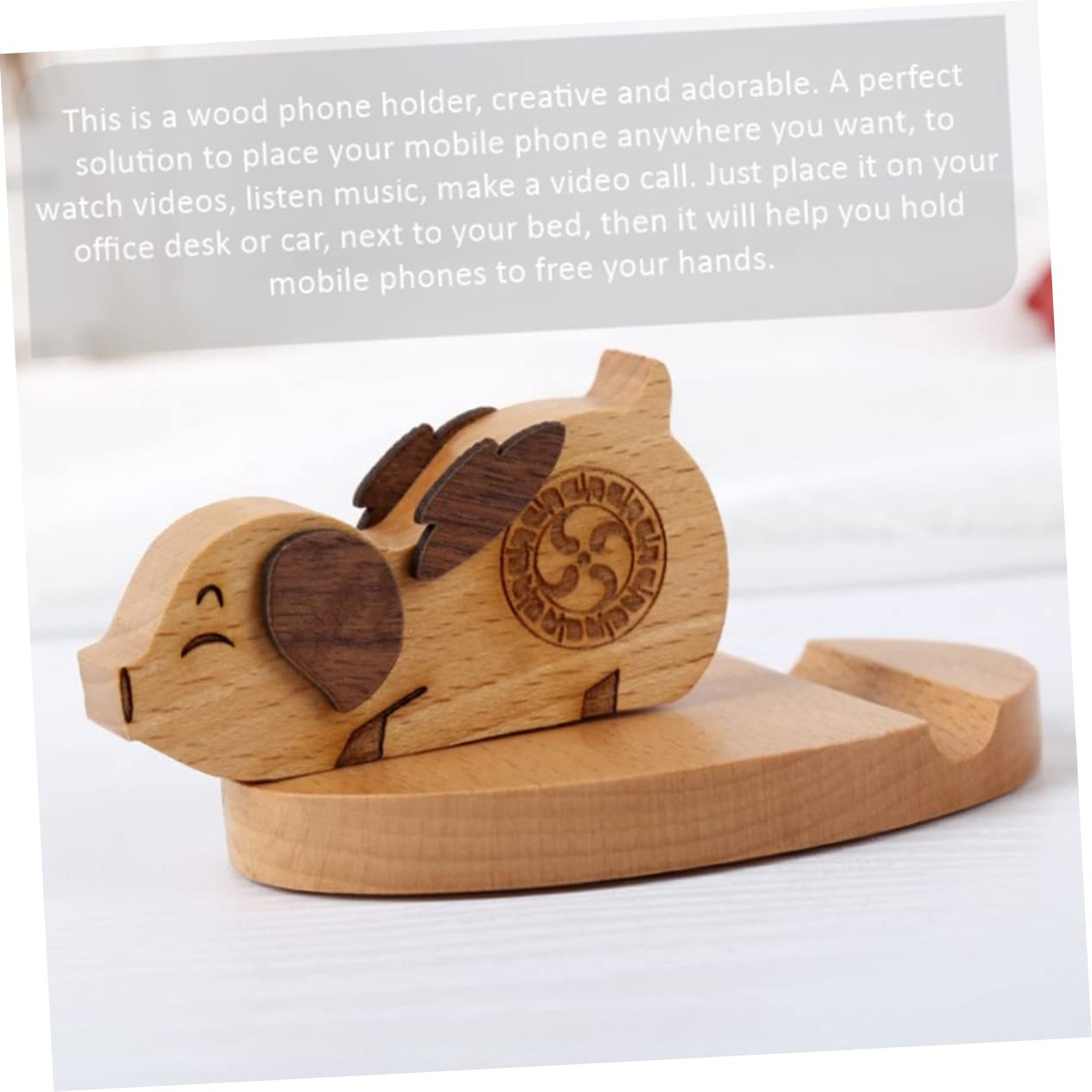 Housoutil 3 Soportes De Madera para Teléfono con Forma De Pantalla Móvil Prácticos para Escritorio Hogar Oficina Dormitorio.