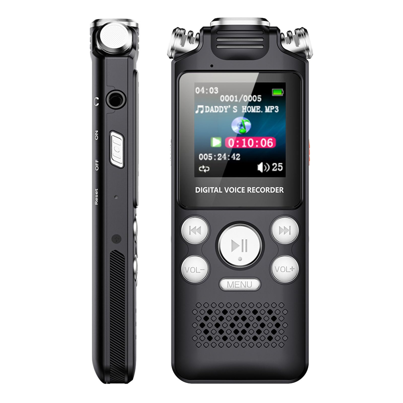 Cryfokt Grabadora de Voz Digital con Reproducción, Grabadora Activada por Voz con Reducción de Ruido y Reproductor MP3 for Clases, Reuniones, Entrevistas (32GB)