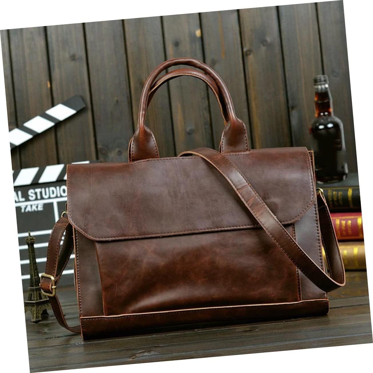 1pc Pu Leather Business Briefcase for Men Portable Laptop Bag Shoulder Strap Fashionable Computer Handbag for Business Travel and Daily Use