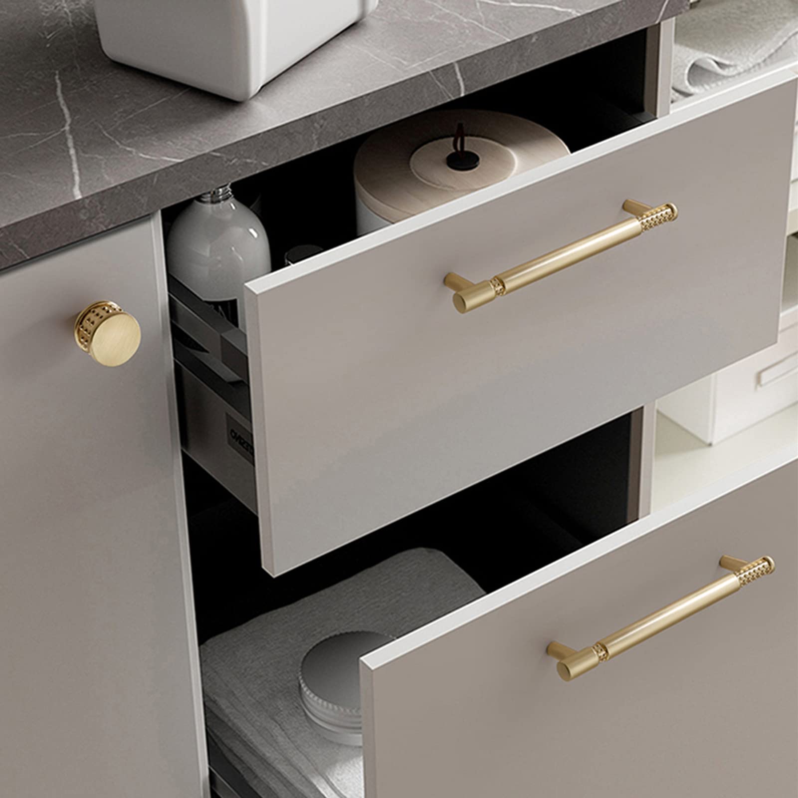 6 Pezzi Maniglie per Mobili da Cucina 96mm, Oro Maniglia per Cassetti Dorate Tiretti Cassetto Moderni in Lega di Zinco Maniglie Armadio Porte per Camera da Letto Guardaroba Comò