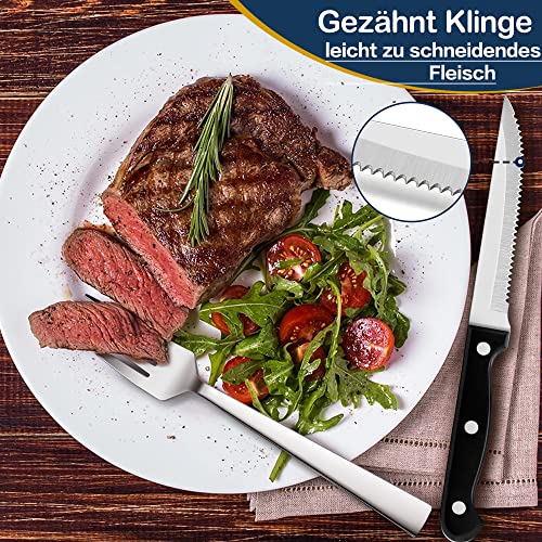 Herogo Bestekset, 36-delig, roestvrij staal, met steakmes, zilveren bestekset voor 6 personen, elegante messen, vork, lepelsets voor thuis, restaurant, vaatwasmachinebestendig en roestvrij - Image 4