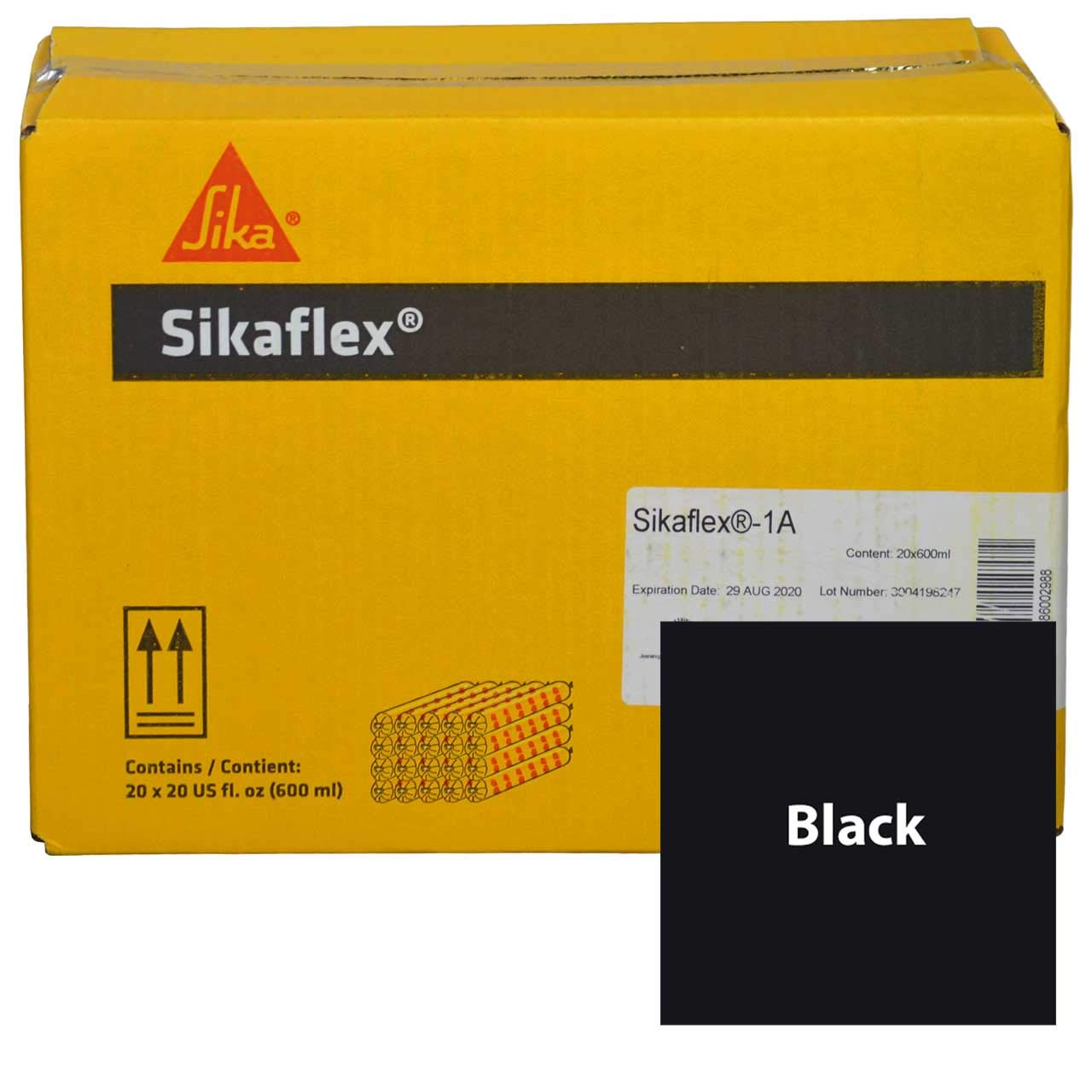 Sikaflex 1a Flexible Sellador de Poliuretano para Albañilería, Alta Performance No Descuelgue, para Superficies Verticales y Horizontales. Caja Completa - 20 Tubos de 20oz. Negro miniatura 1