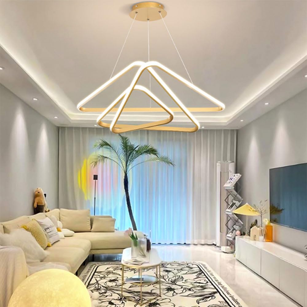 Suspension irrégulière ajustable or pour éclairer un grand salon