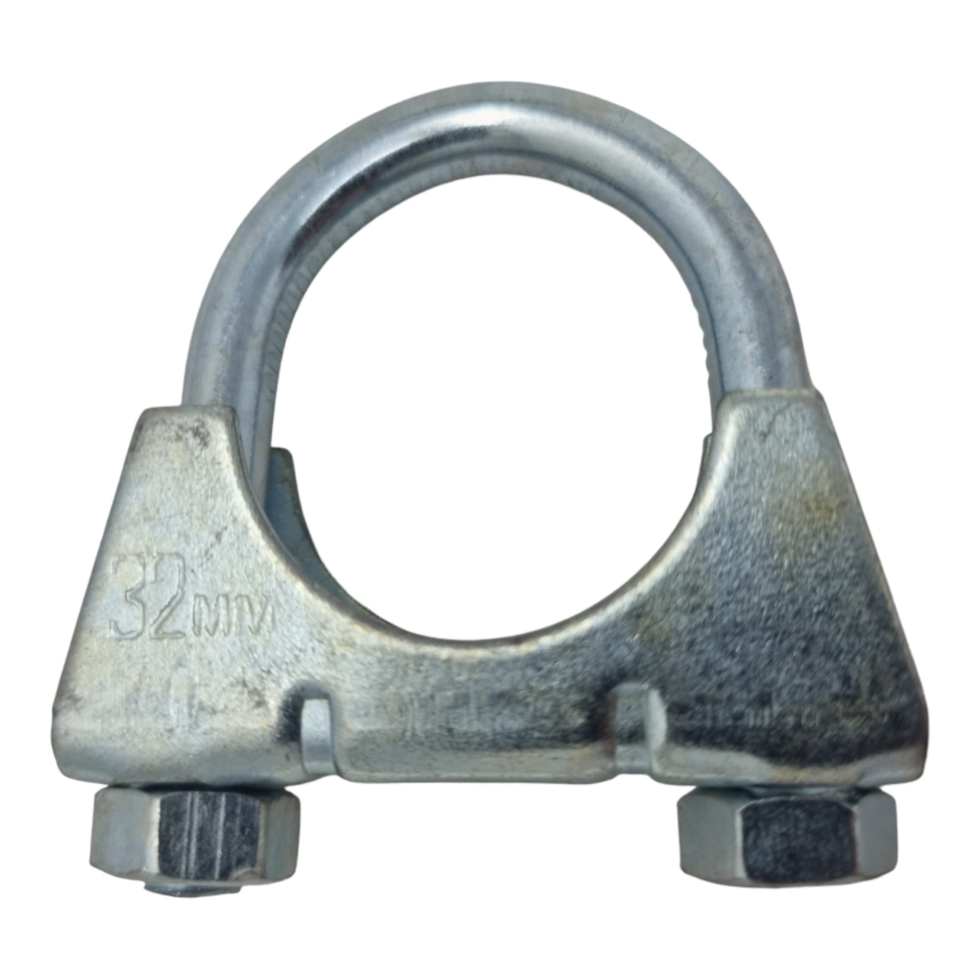 32mm Universal U Bolt Exhaust Clamps - Heavy Duty Clamp & Nuts (Pack of 2)