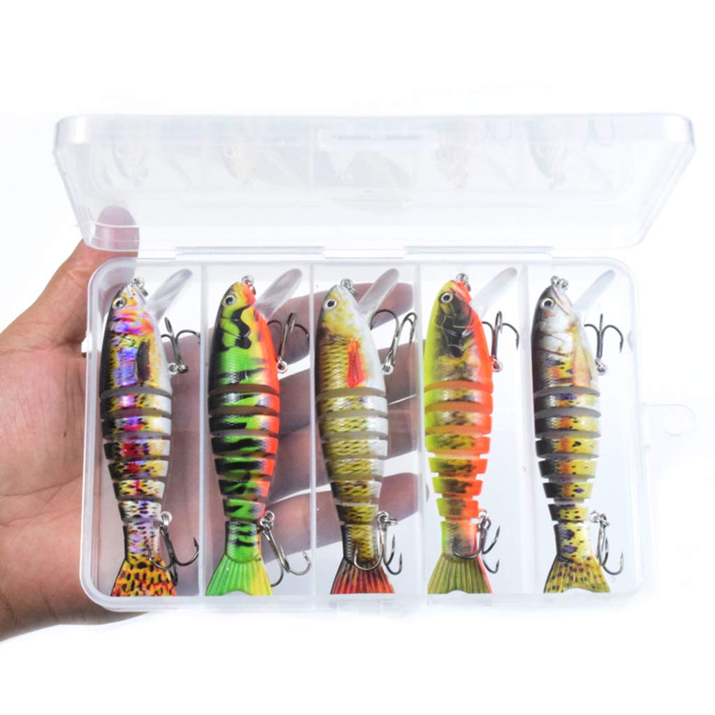 Juego de cebos de pesca con cuchara para trucha, lubina, salmón, 4.3 pulgadas, multiarticulados, cebos de pesca lentos y duros