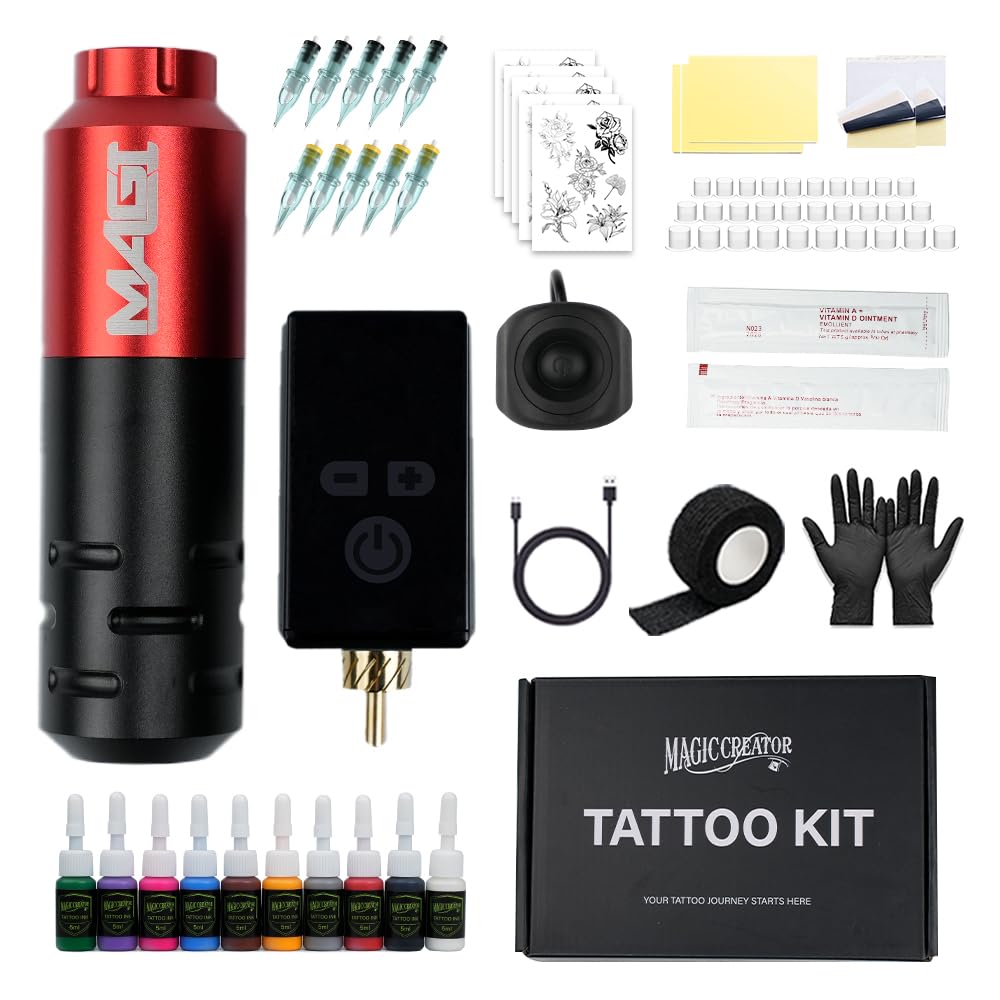 MAGI Rotary Machine with wx-1Plus Battery kit, Type C Fast charging, 1450mAh Battery Power Supply. Rotary Machine Kit Complete kit (Red)