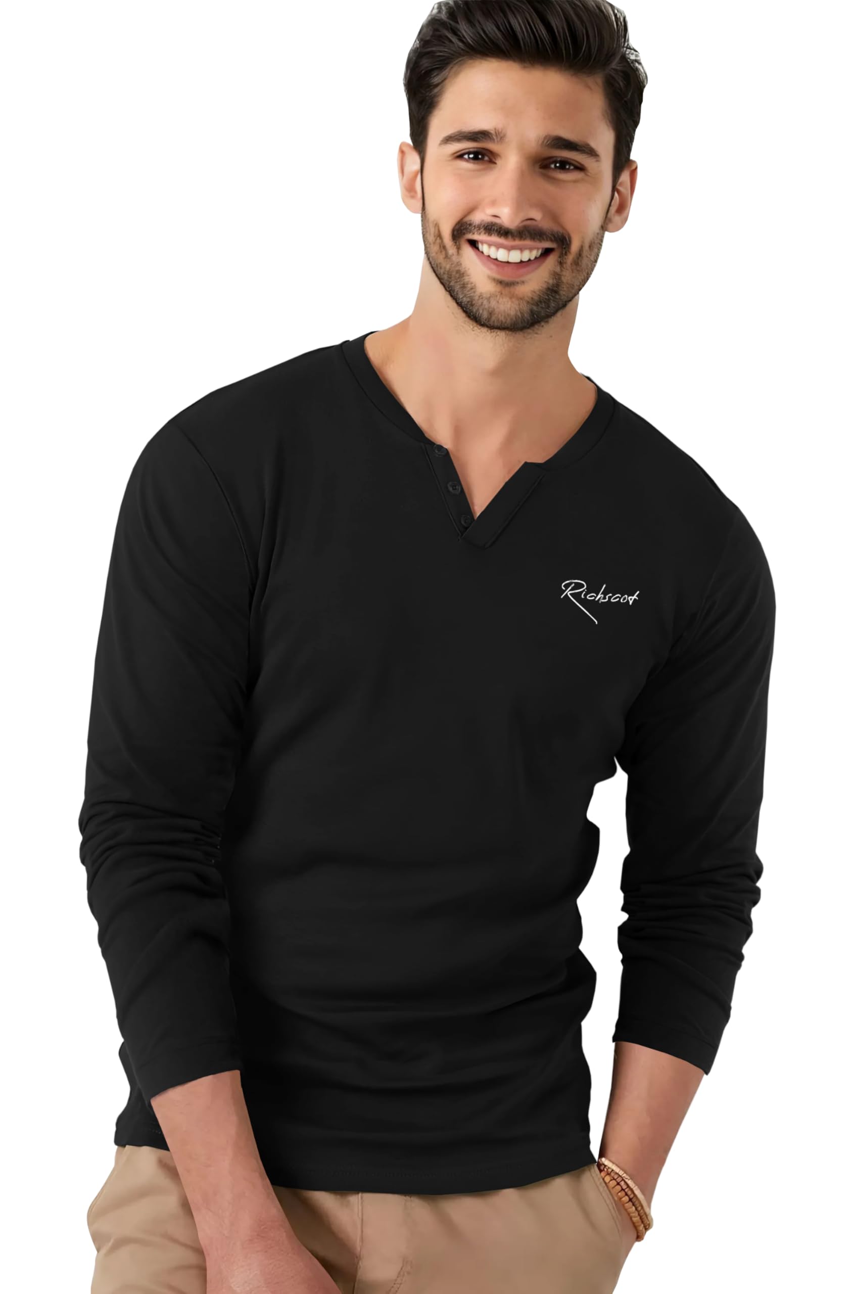 richscot Mens Printed V Neck Full Hand Tshirt-picture-14