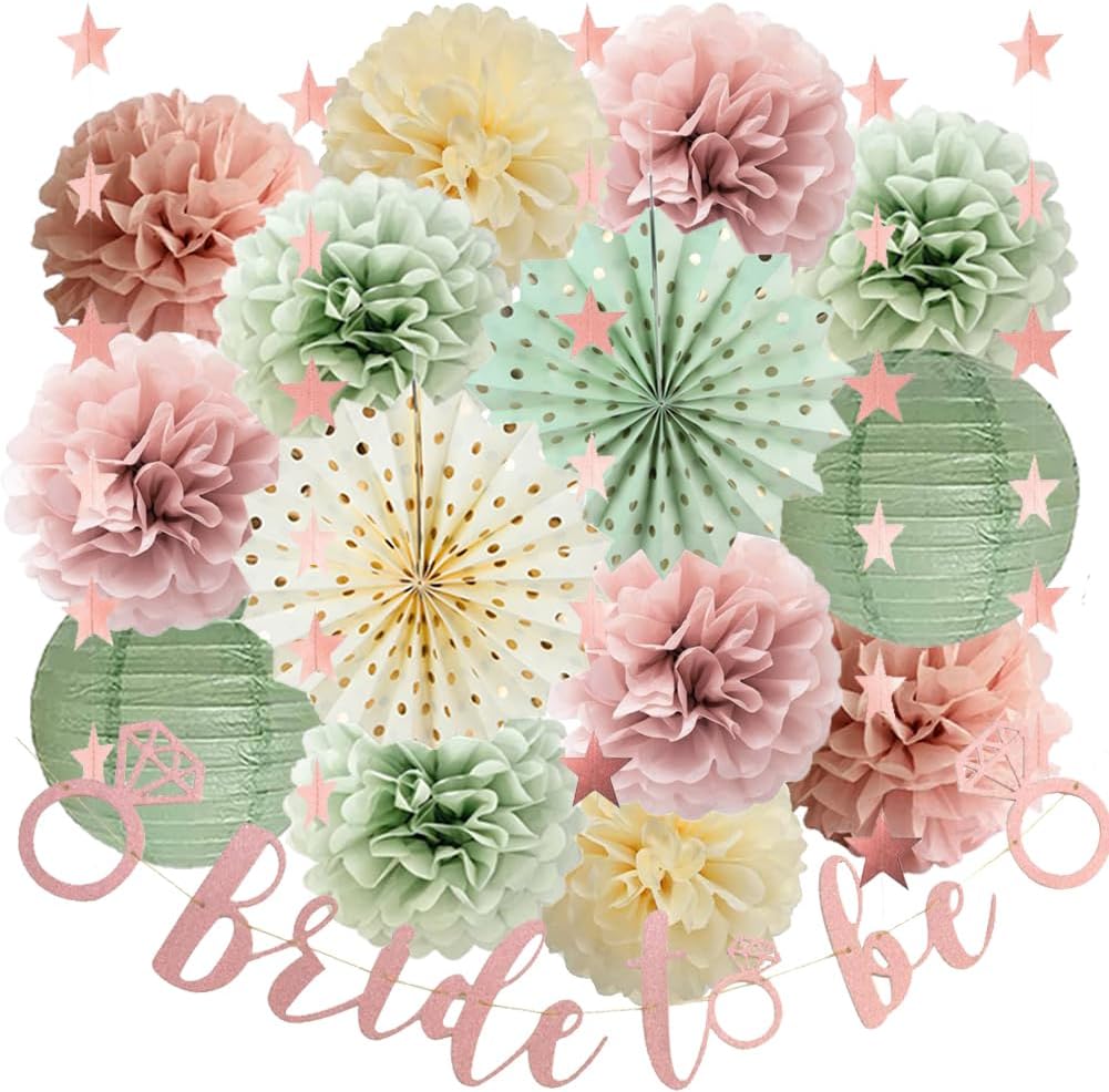 Amazon.com: Sage Green and Pink Bachelorette Party Decorations Bridal ...