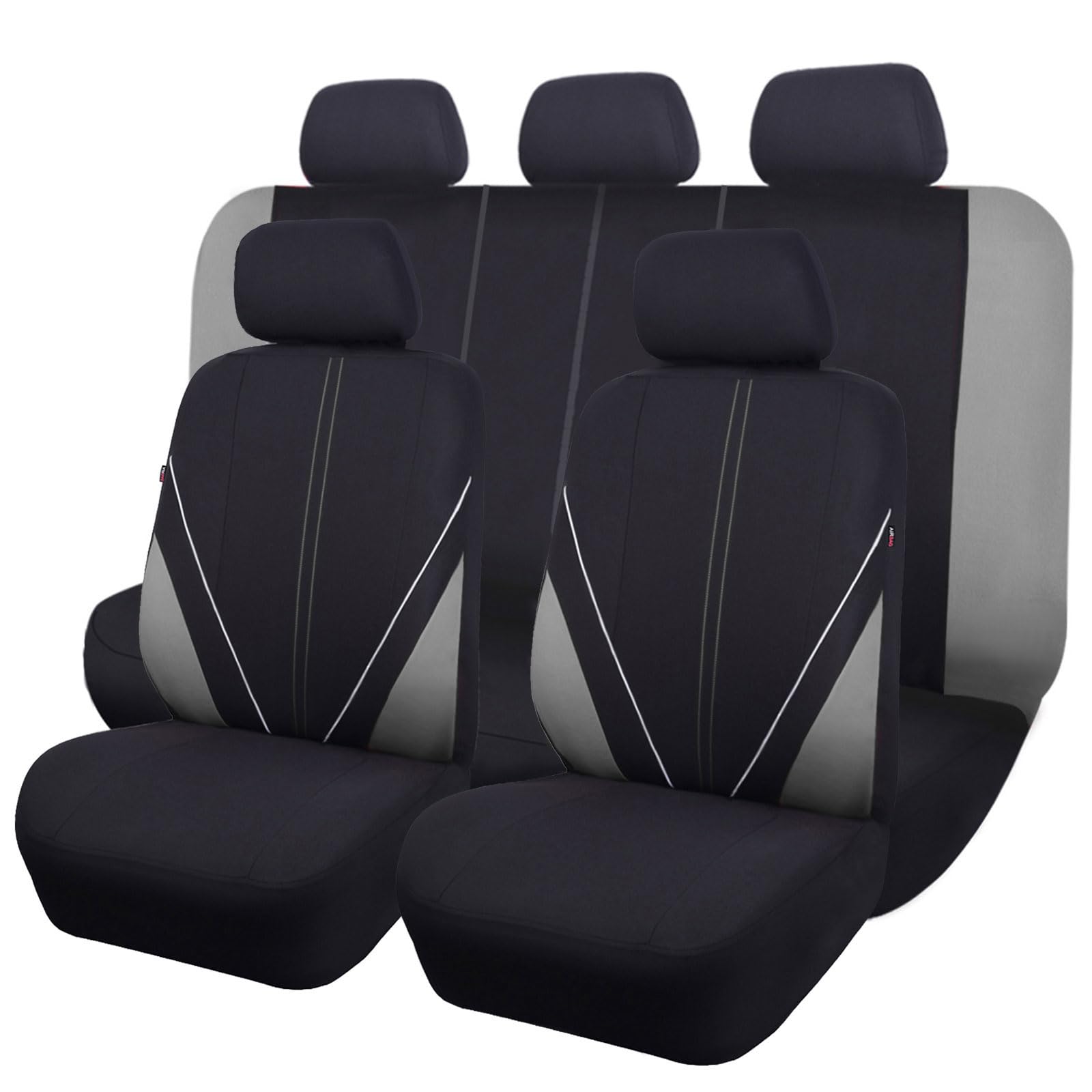 Flying Banner Juego Completo de Fundas universales de Malla Transpirable para Asiento de Coche, Protector Compatible con airbag (Negro y Gris)