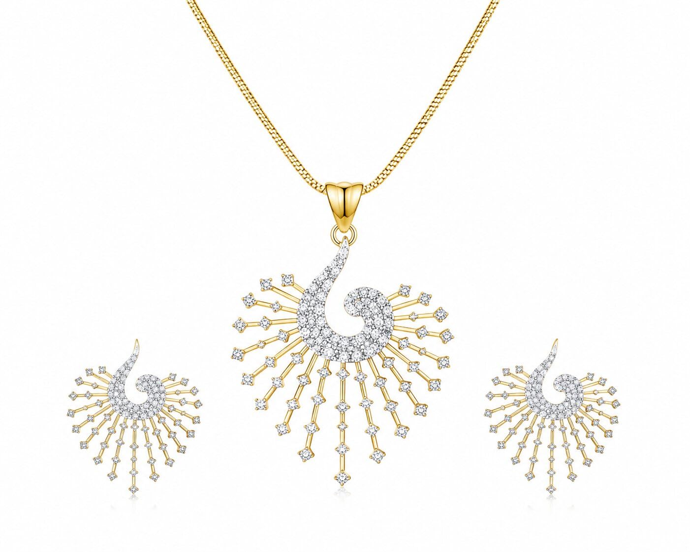 American Diamond Pendant Set with Chain for Women and Girls-image-36