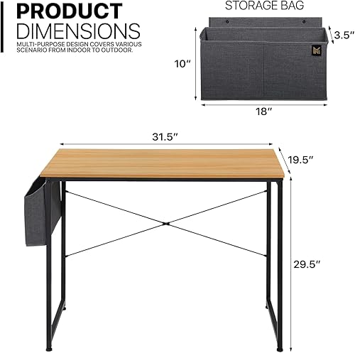 Miniatura 3 de MoNiBloom Escritorio para computadora, mesa para computadora portátil de estilo simple moderno con bolsa de almacenamiento para lectura, escritura,