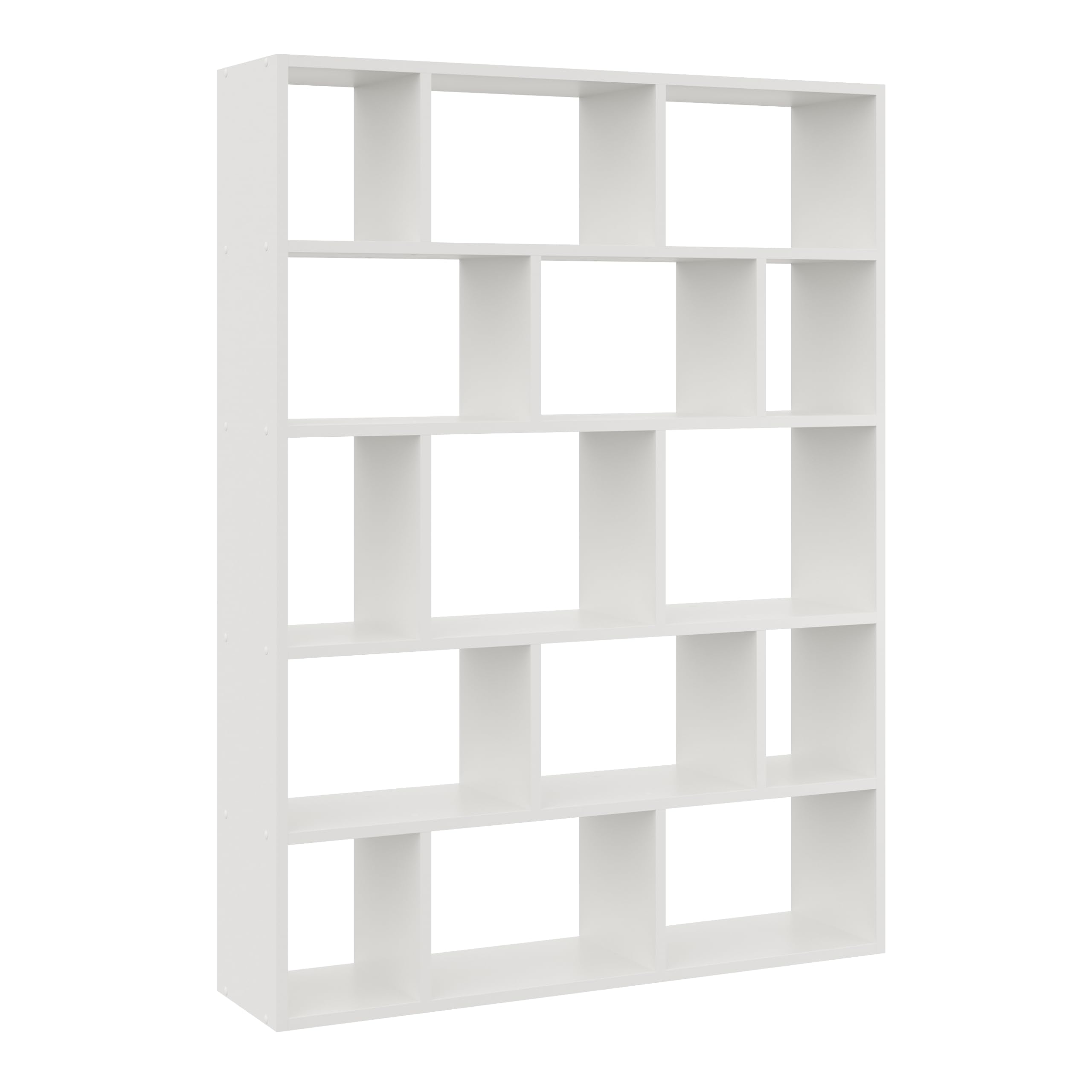 KUBUTKU Estantería grande de pared con 15 compartimentos, 141 x 105 x 18 cm, ideal para salón, dormitorio, oficina, color blanco