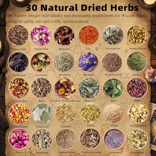 Kit de Hierbas y Flores Secas con 30 Frascos de Vidrio miniatura 5