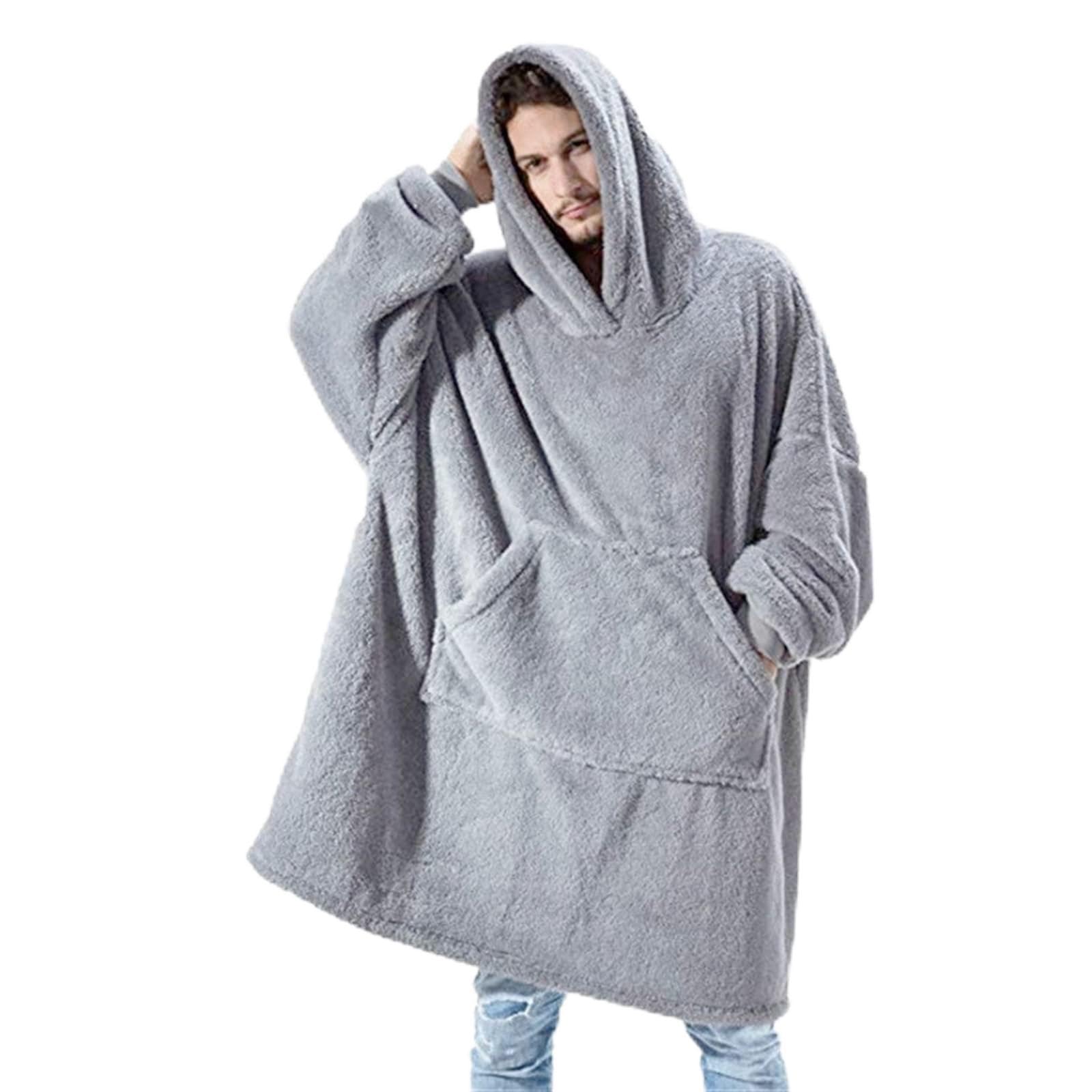 TLULY Winter Warm Hoodies Blanket With Sleeves Oversized Women Men Pullovers Thicken TV Blanket Hoodies Sleepwear (Color : Grey, Size : One Size)