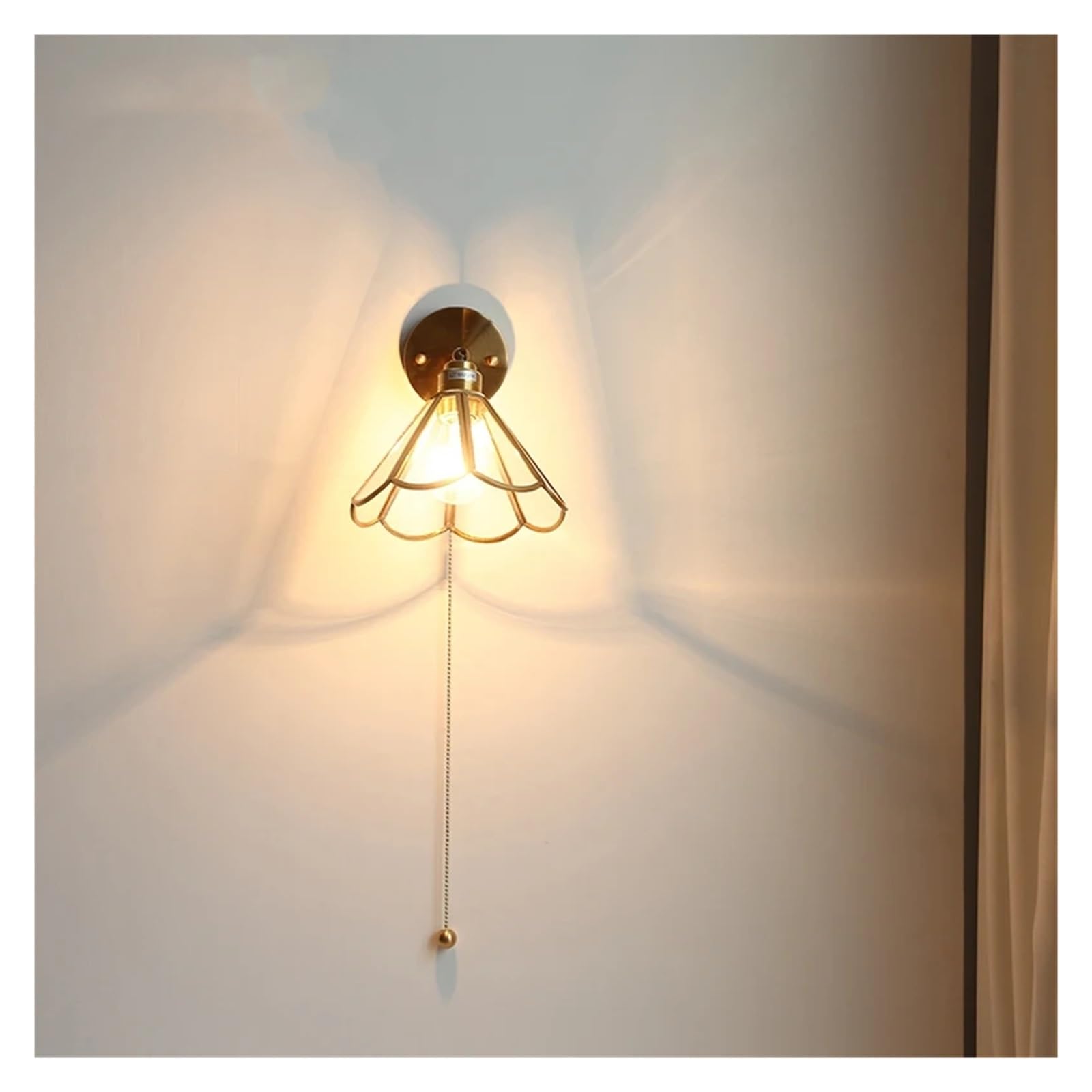 JYBNBBE Indoor Bedroom Wall Sconce Zipper On/Off Switch Wall Sconce Copper Lighting Compatible with Living Room Bedside Home Decoration,Chandelier Lighting,A