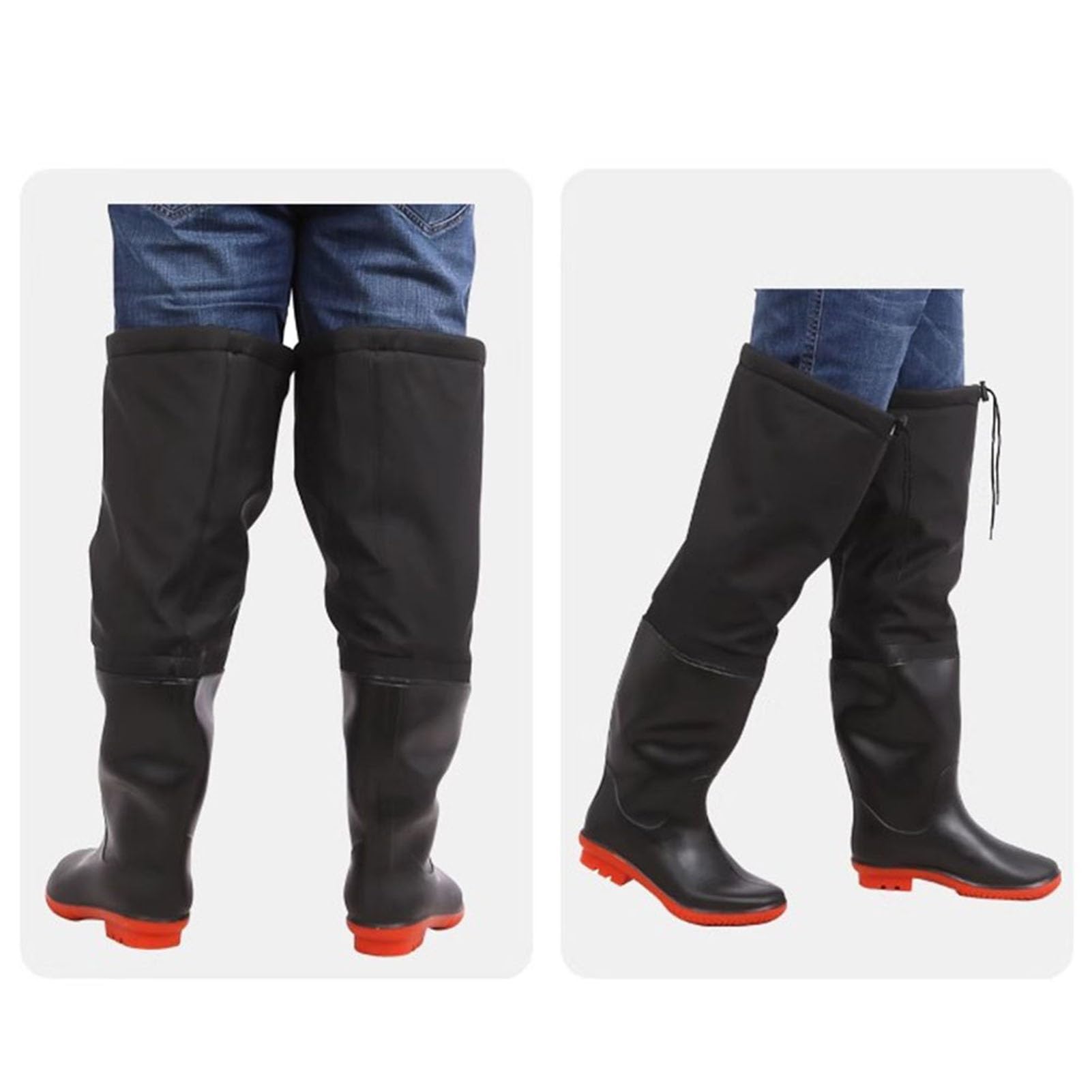 Stivali da Pesca Stivali da Pesca Impermeabili in PVC di Velluto, Stivali da Pesca E da Caccia Alti Fino al Ginocchio 60 Cm per Uomo E Donna, Antiscivolo