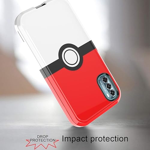 Miniatura 4 de Funda para Motorola Moto G Stylus 5G 2022  Anime Cartoon Kawaii Rojo y Blanco Patrón de bola de PC duro e interior de silicona híbrida Dual Armor