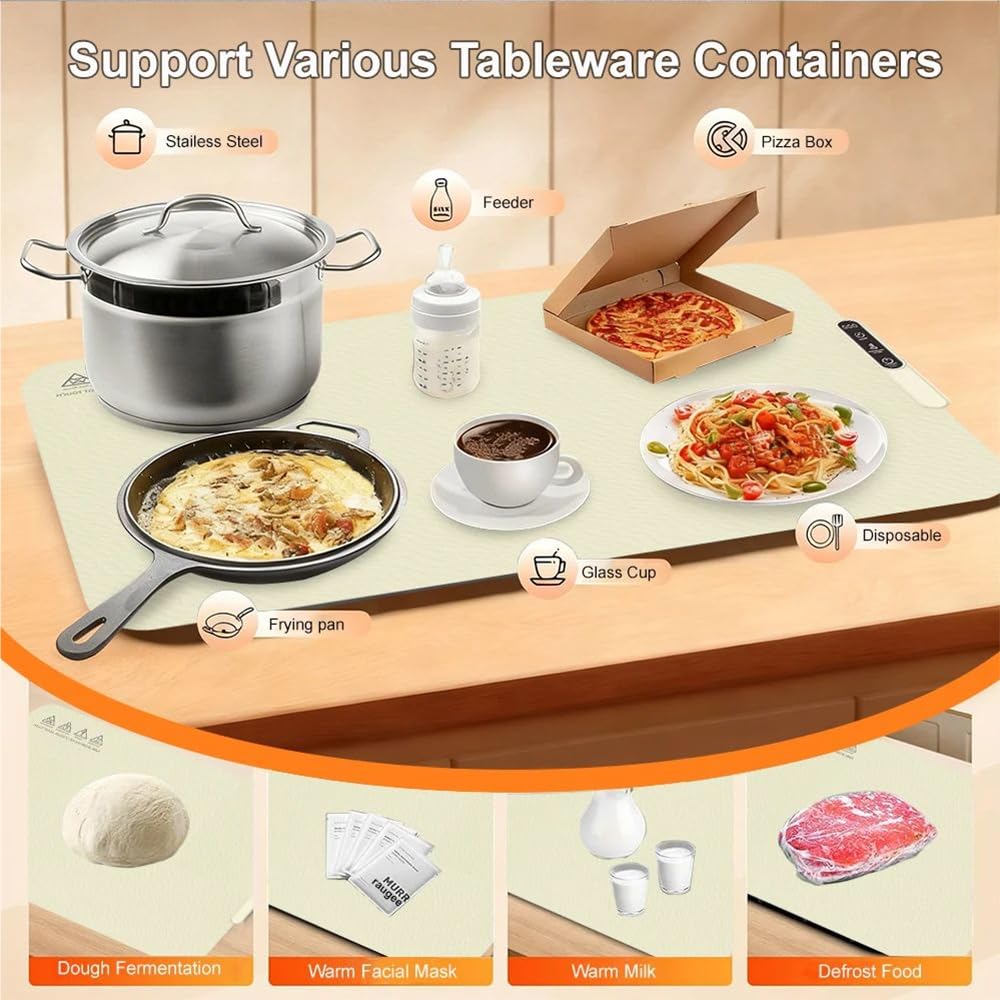 Chauffe Plat Electrique,Plaque Chauffante Portable à Température Réglable,en Matériau Alimentaire,pour Maintenir Au Chaud Ou Décongeler,Idéale pour Les Buffets Et Fêtes,Fabriqué en Silicone Nano