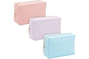 GlamLily Faux Leather Pastel Makeup Bag 3-Pack