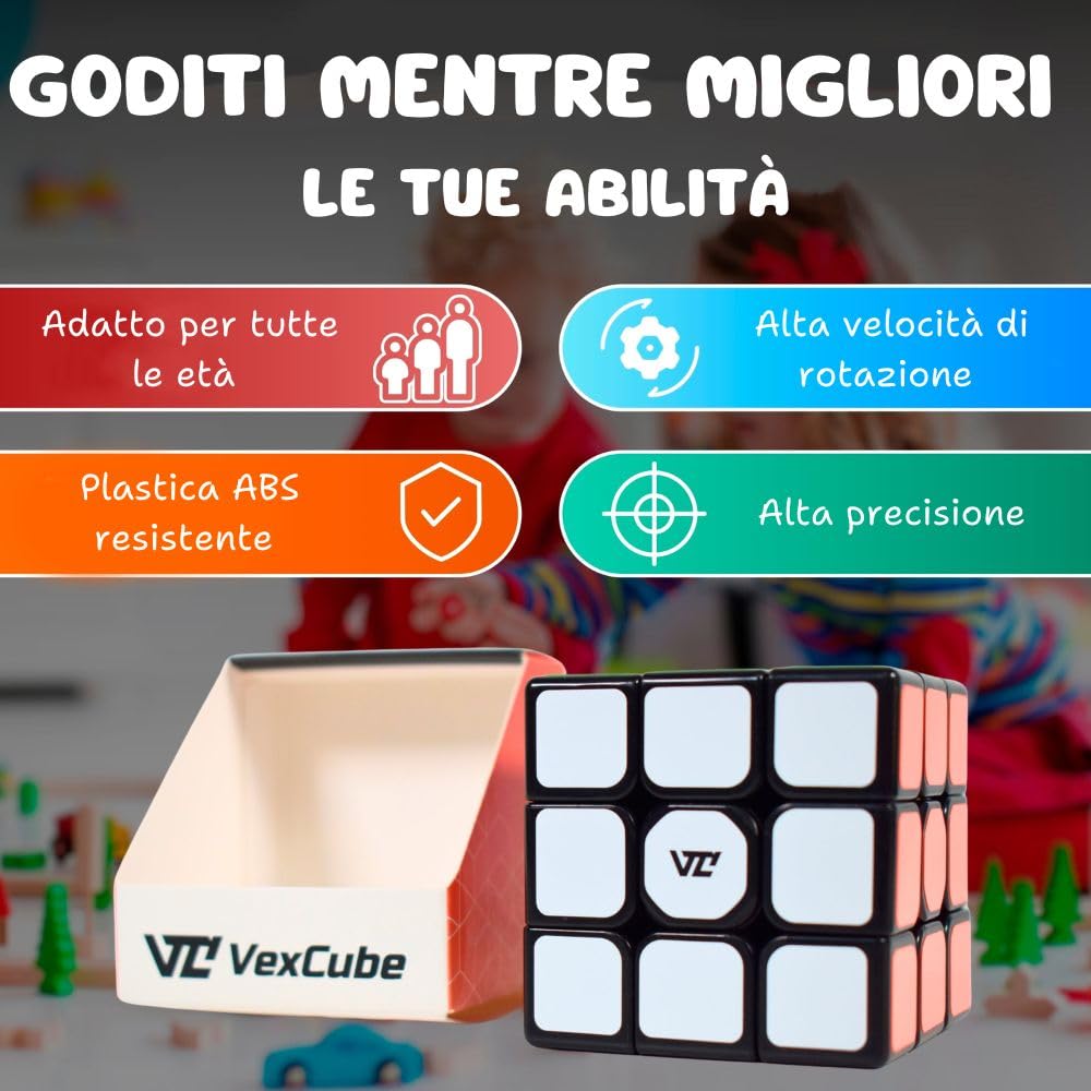 Cubo magico 3x3 velocità, puzzle ad alta resistenza, velocità cubo, puzzle educativo per bambini e adulti, tensione regolabile, adesivi in fibra di carbonio, 5,5 cm