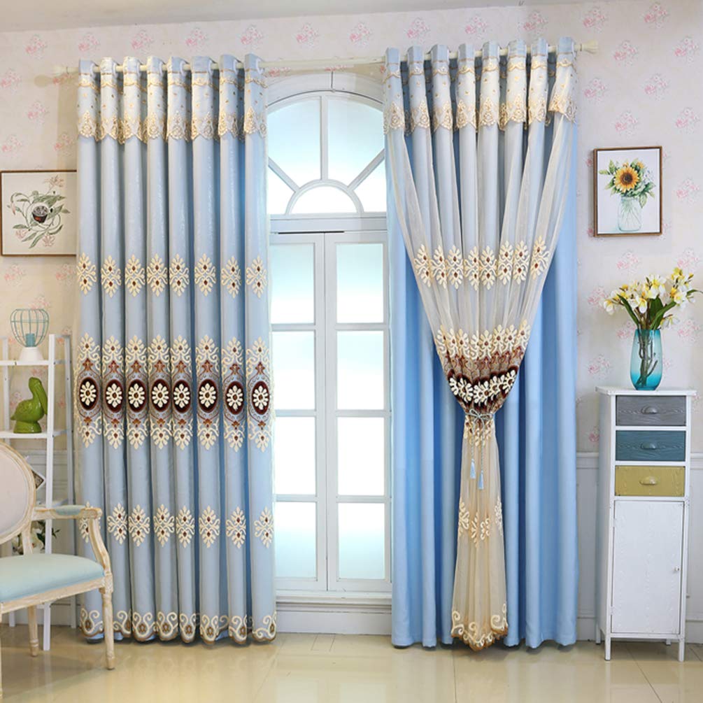 Rideau occultant pour chambre de fille et salon avec tulle doux