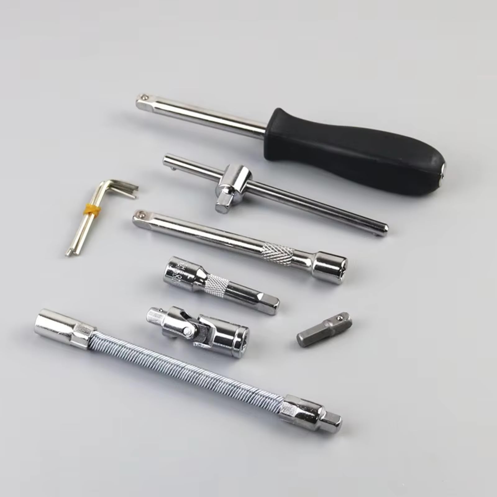 Kit d'outillage mécanique Kit De Clés À Cliquet À Douille D'entraînement De 1/4 Pouces Avec Kit Douilles De Perceuse Tige Métrique Et D'extension Pour L'entretien La Voiture 46 Pièces