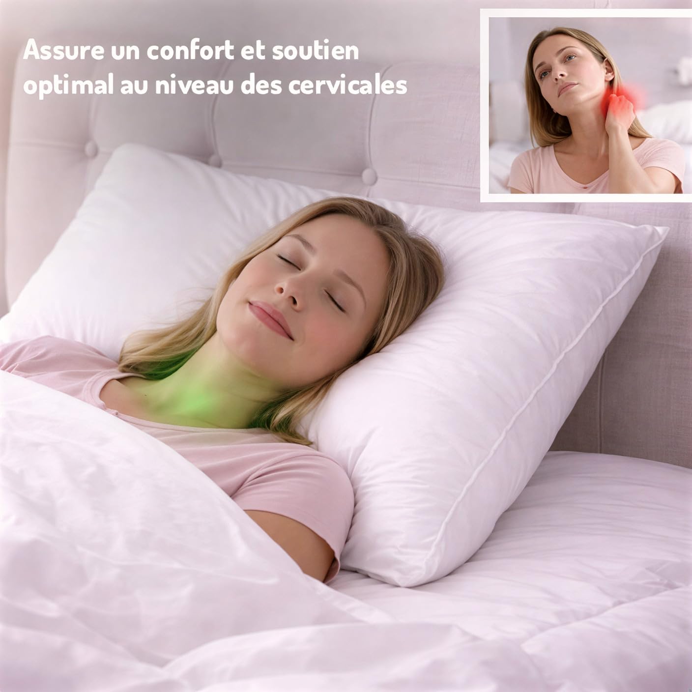 EDONA Oreiller Moelleux 50x70 en Duvet Naturel qualité hôtelière