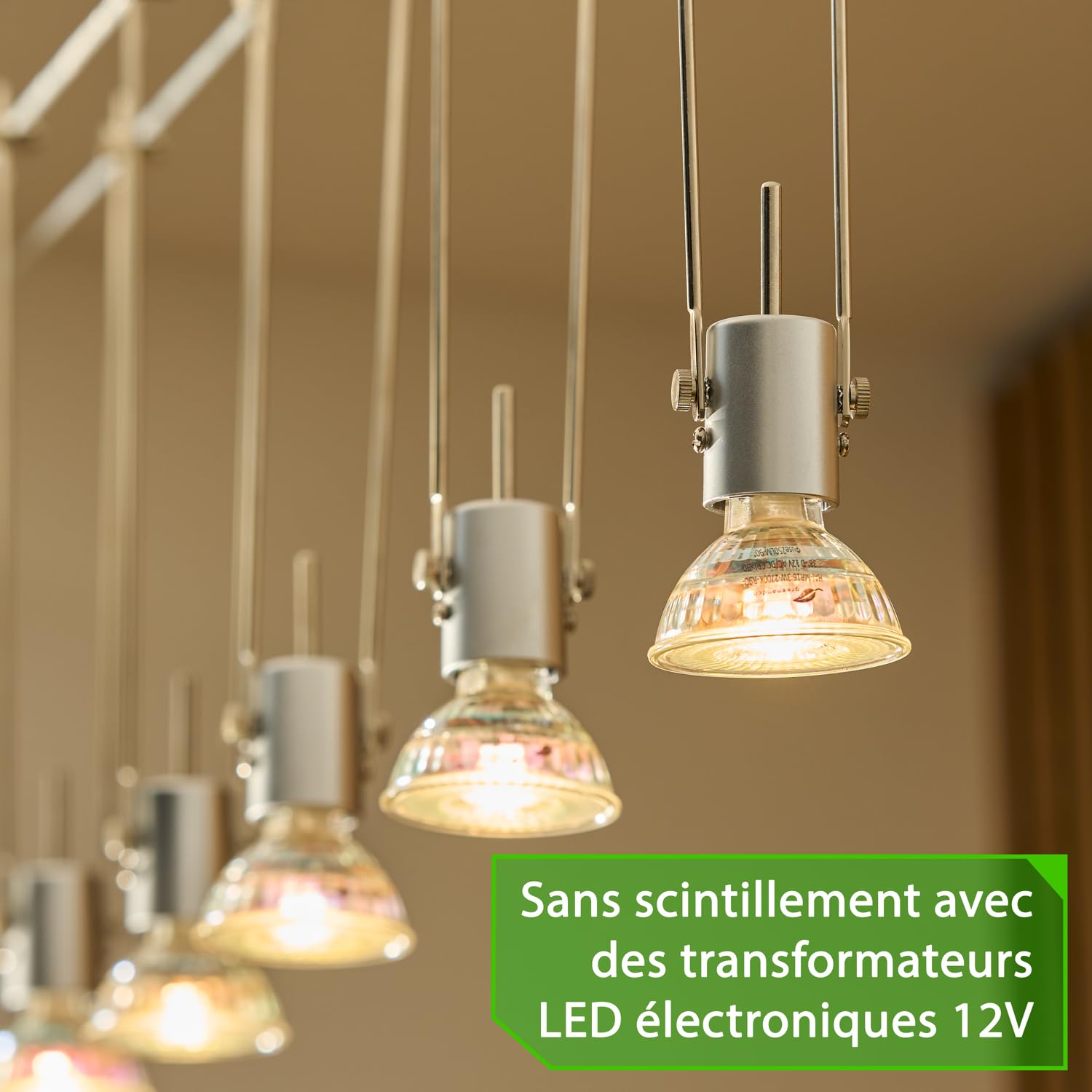 greenandco 10x MR16 GU5.3 | dimmable | remplace 45W | blanc chaud 3000K | IRC 90+ | 6,5W 510 lm | 38° | sans scintillement | Ampoule LED COB | 12V AC/DC