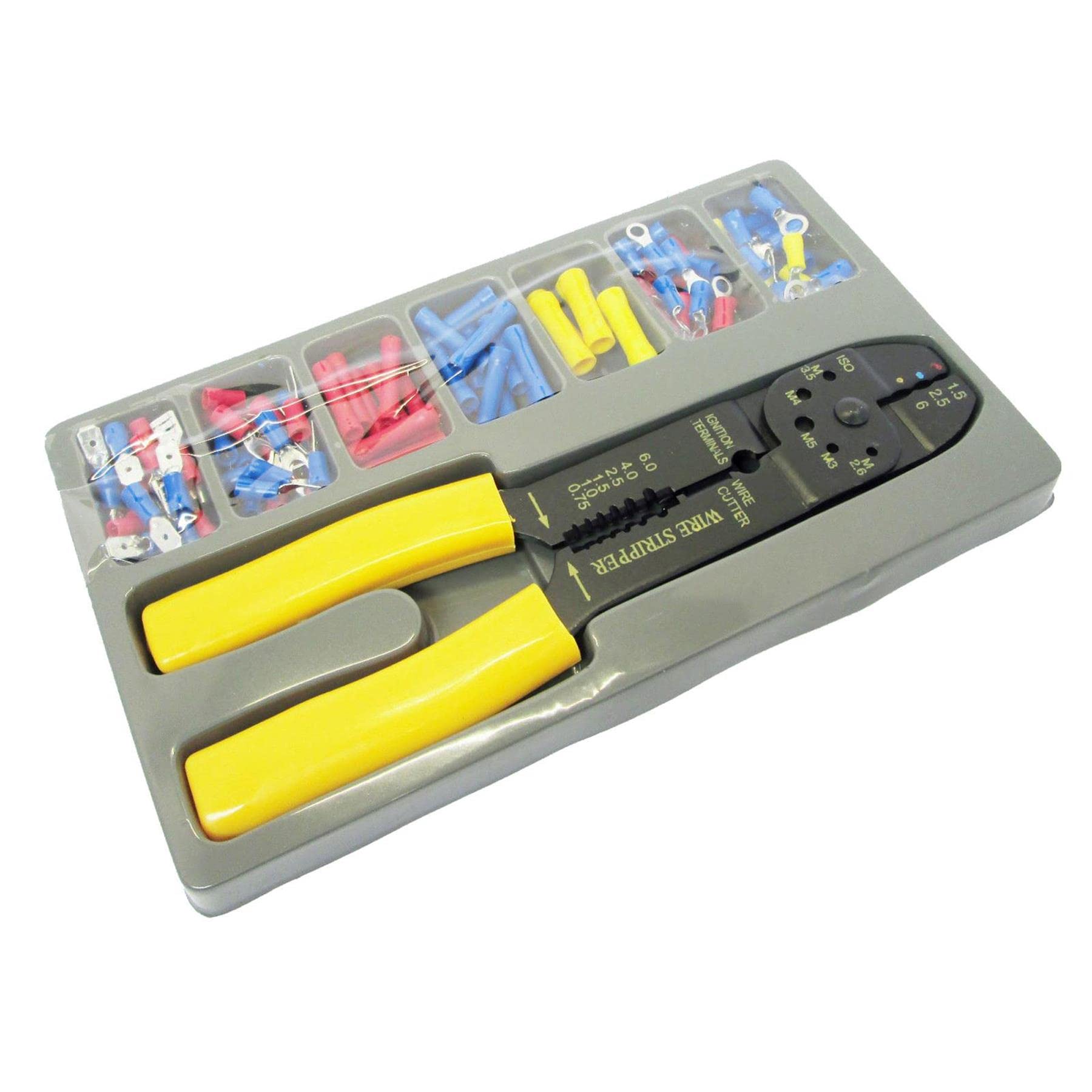 Dapetz ® Insulated Ratcheting Wire Terminals Crimping Plier Tool Kit with Types of Insulated Butt Bullet Spade Fork Ring Crimp Terminals Connectors 101PCS