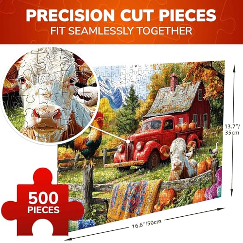 QUOKKA Puzzle para Adultos – Rompecabezas de 500 Piezas con Tema de Granja, Arte Collage Original, Piezas Fuertes con Corte Único, Acabado Mate, Material FSC Reciclable miniatura 3