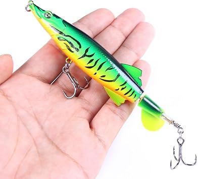 5pcs Propeller Tractor Wave Climbing Floating Pencil Lure Fishing Bait Lure Bionic Fish Bait dogfish