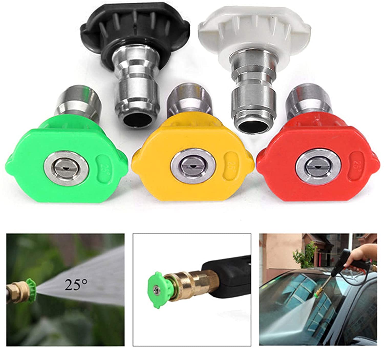 Ugello Turbo Rotante Per Idropulitrice 4000 PSI - Kit Con 5 Punte Di Spray | 1/4'' Quick Connect | Per Pulizie Pesanti - Foto 4