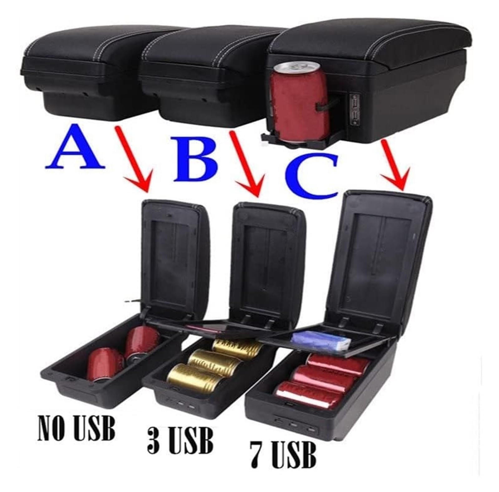 Boîte Rangement Centrale Toyota IQ Avec USB - Accoudoir Voiture Noir