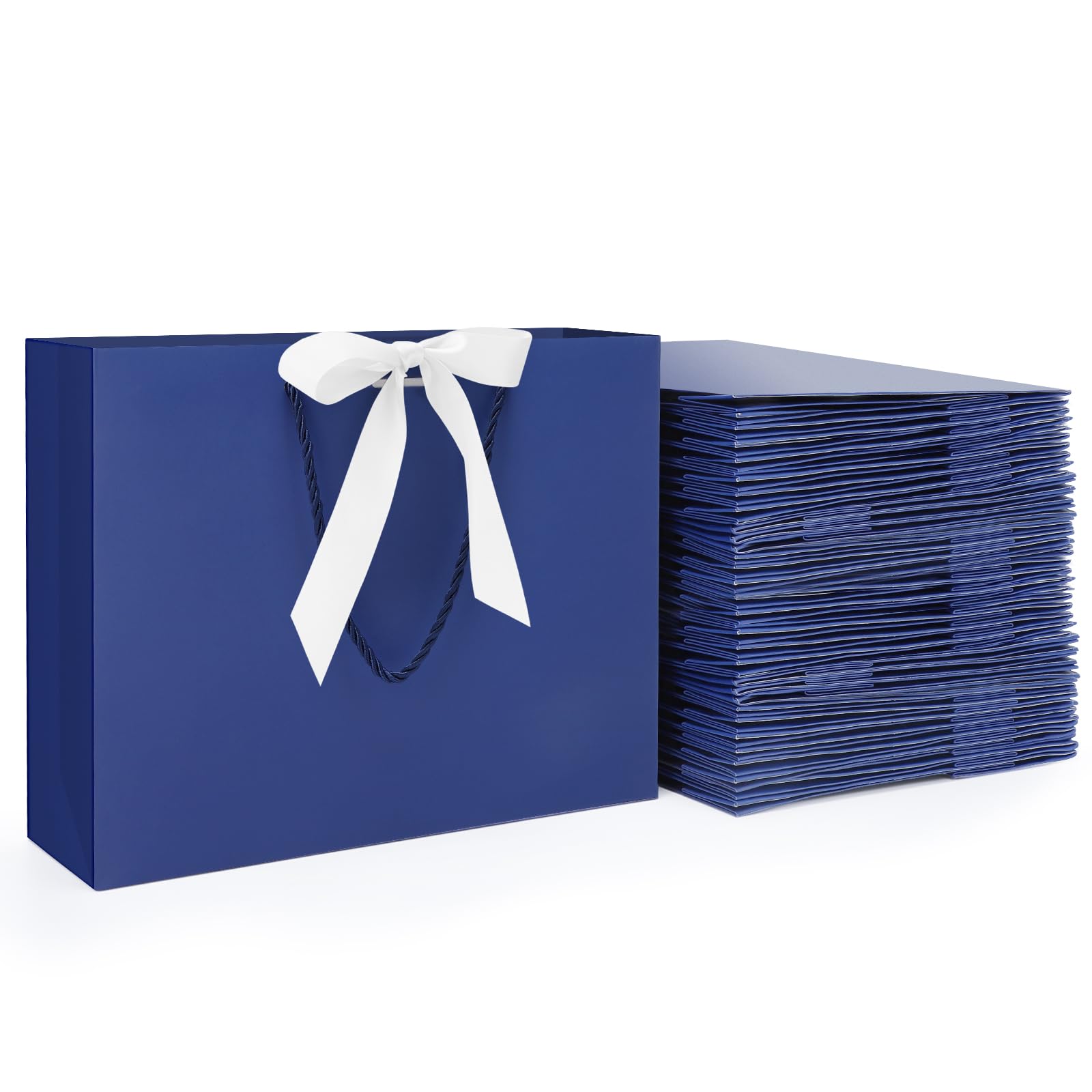 EUSOAR White Paper Bags With Handles - 20 PCS Pack Ediu 27x8x21c Carrier Bags For Packaging