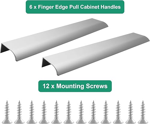 Miniatura 2 de Seimneire 6 manijas modernas de borde de dedo, manijas de puerta de gabinete negras, tiradores de cajón ocultos, manijas de hardware de muebles de